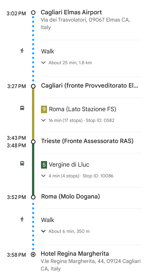 Bus route from airport to hotel