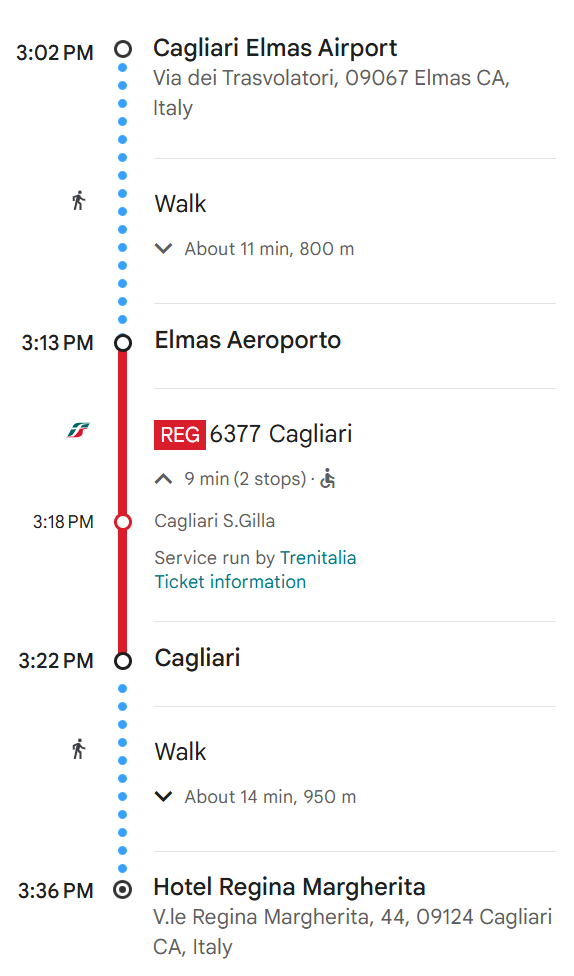 Train route from airport to hotel